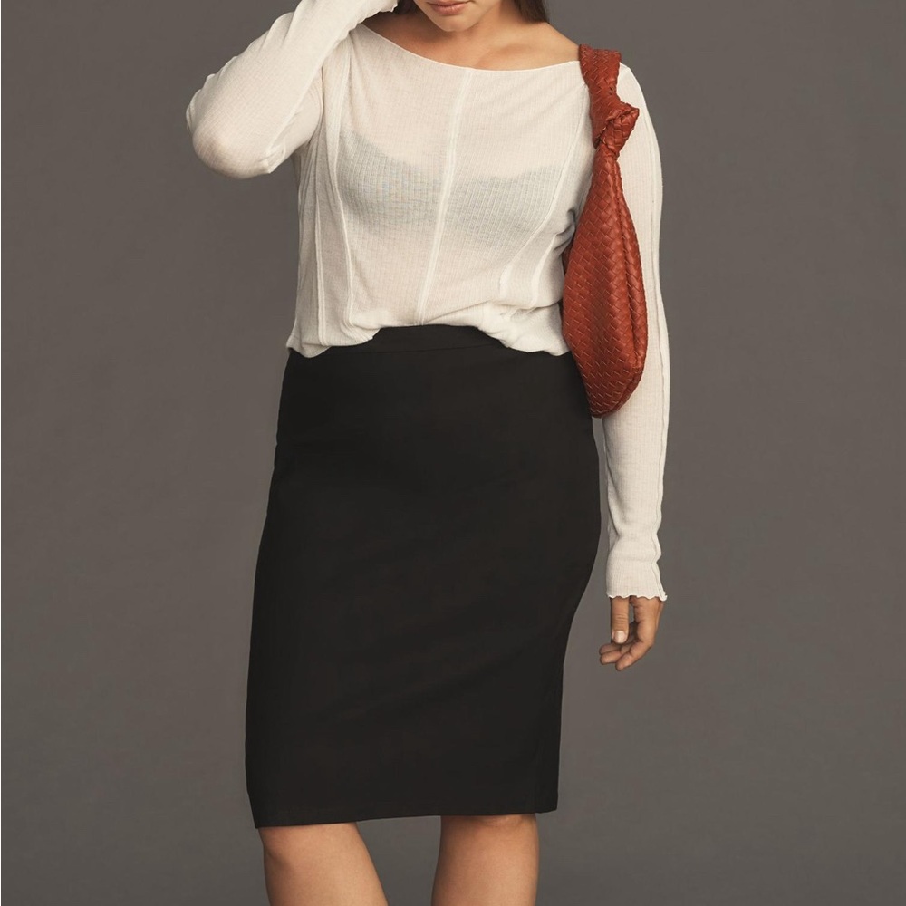 Anthropologie Bombshell Pencil Skirt, black, 3x